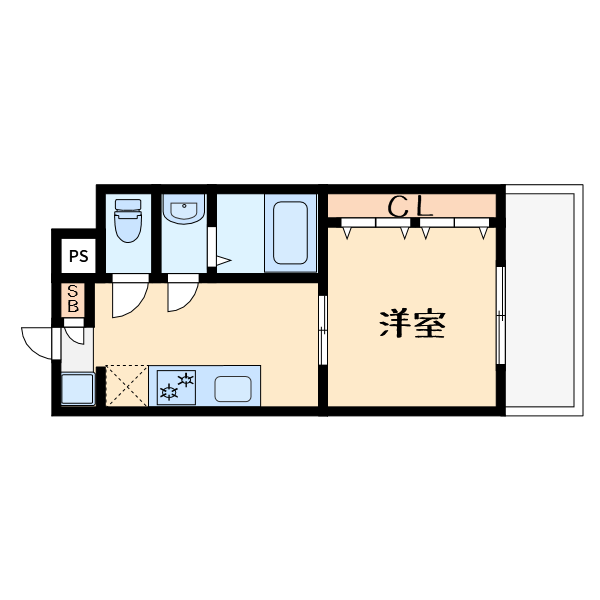 1DKの間取り画像