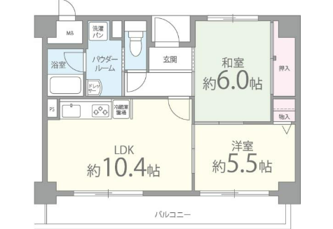 2LDKの間取り画像
