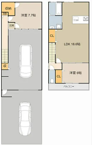 2LDKの間取り画像