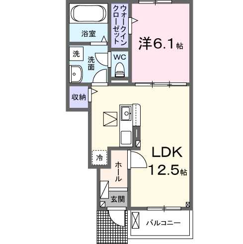 1LDKの間取り画像