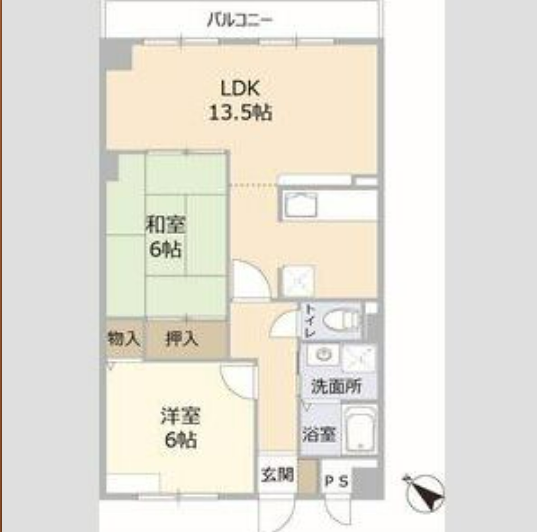 2LDKの間取り画像