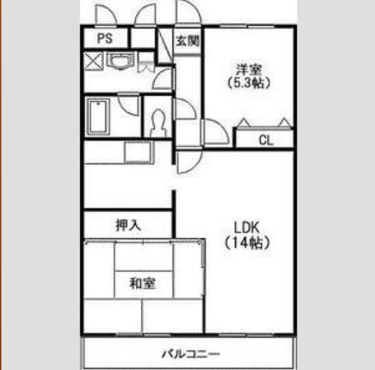 2LDKの間取り画像