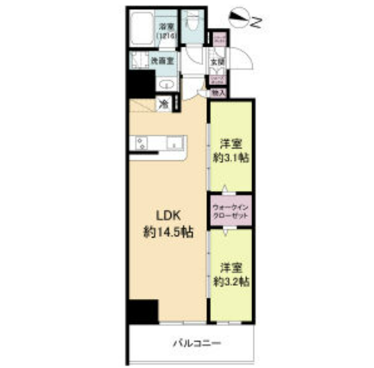 2LDKの間取り画像