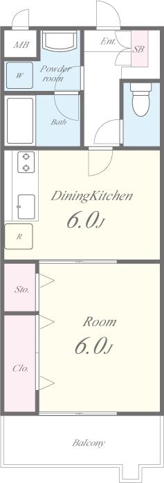 1DKの間取り画像
