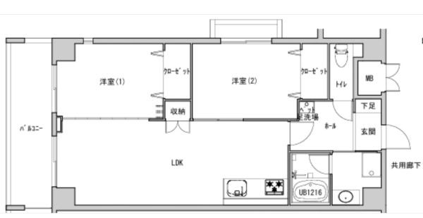 2LDKの間取り画像