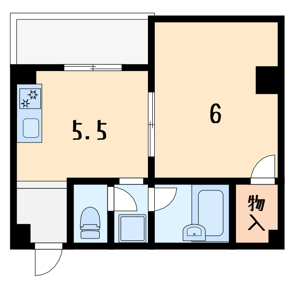 1DKの間取り画像