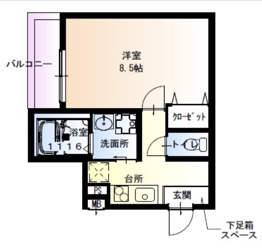 1Kの間取り画像