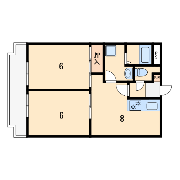 2LDKの間取り画像