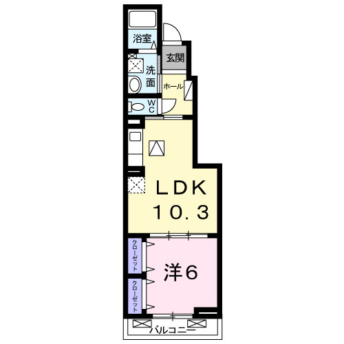 1LDKの間取り画像