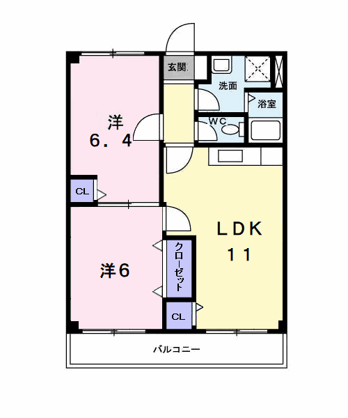 2LDKの間取り画像