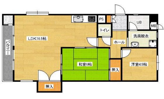 2LDKの間取り画像