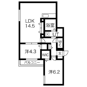 2LDKの間取り画像