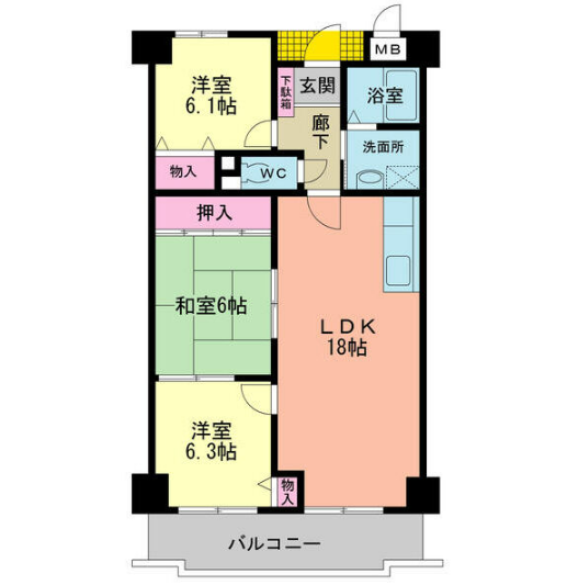 3LDKの間取り画像