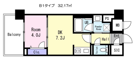1DKの間取り画像
