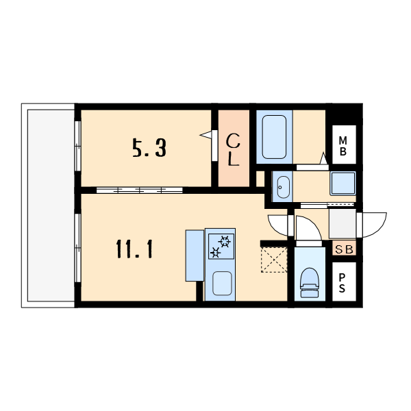 1LDKの間取り画像