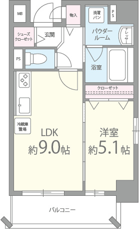 1LDKの間取り画像