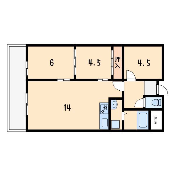 3LDKの間取り画像