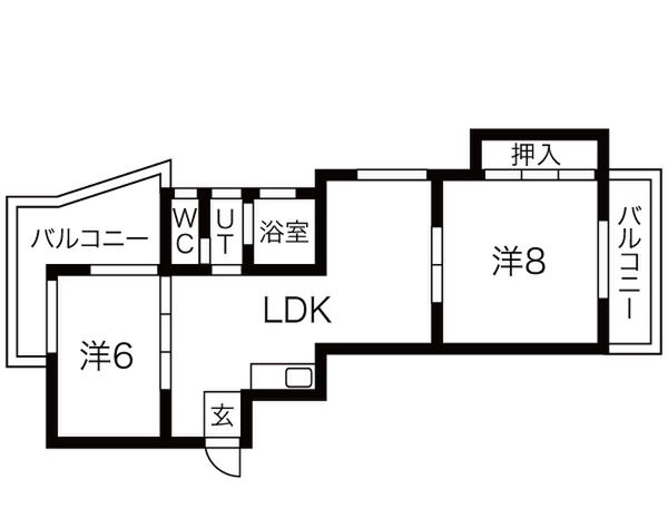 2LDKの間取り画像