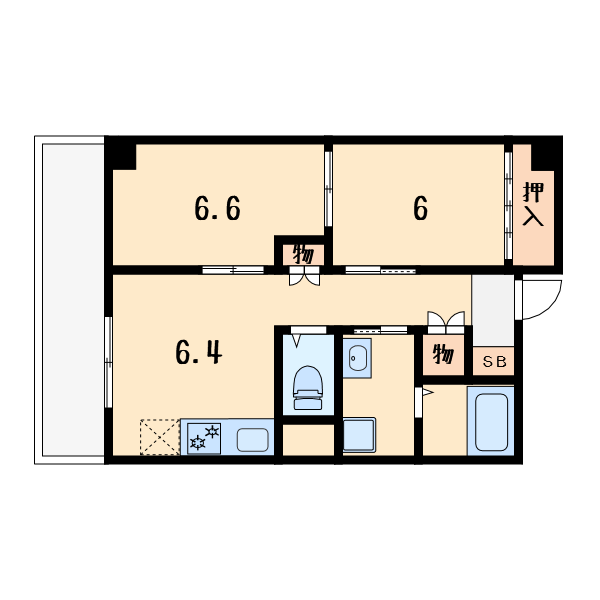 2DKの間取り画像