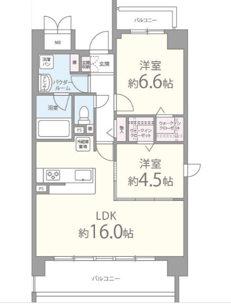 2LDKの間取り画像