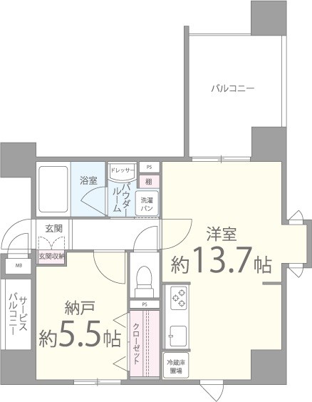1DKの間取り画像