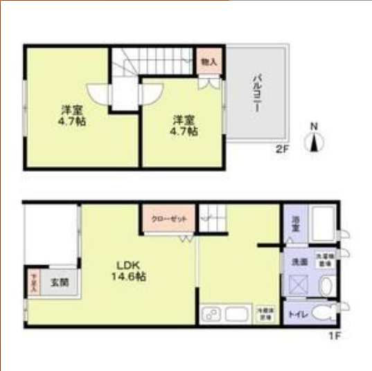 2LDKの間取り画像