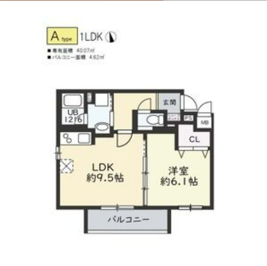 1LDKの間取り画像