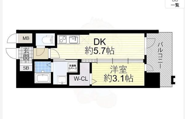 1DKの間取り画像