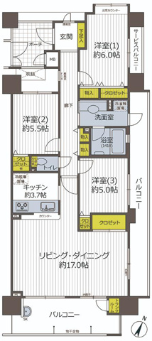 3LDKの間取り画像