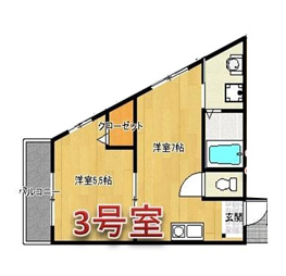 1DKの間取り画像