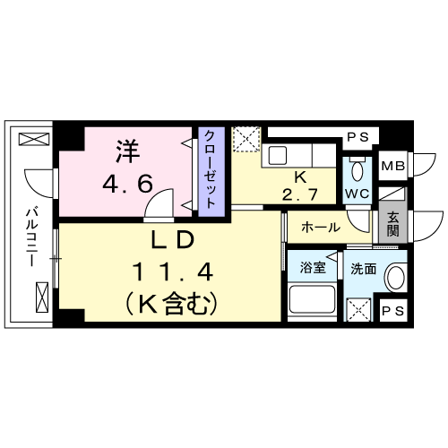 1LDKの間取り画像
