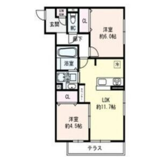 2LDKの間取り画像
