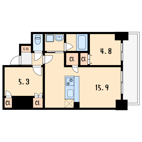 2LDKの間取り画像