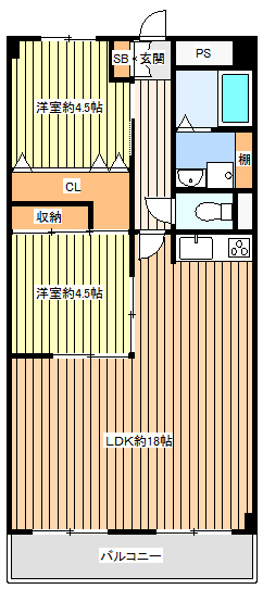 2LDKの間取り画像