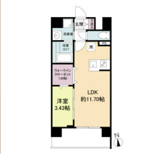1LDKの間取り画像