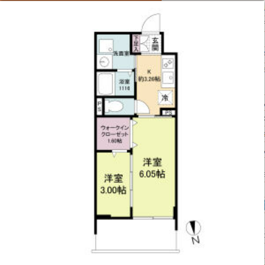 WORVE吹田江坂8階2K 間取の画像