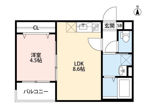 1LDKの間取り画像