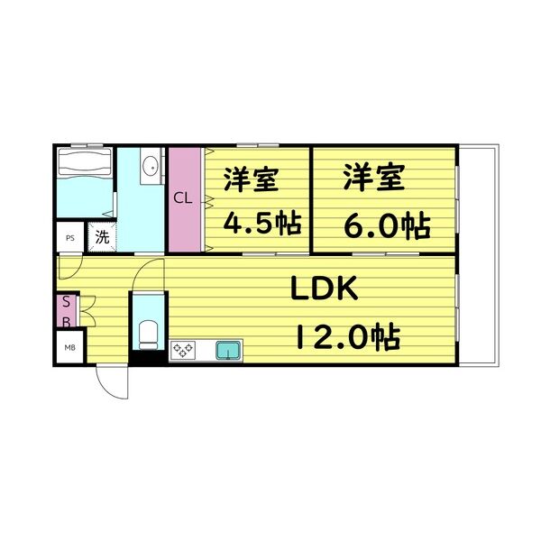 2LDKの間取り画像