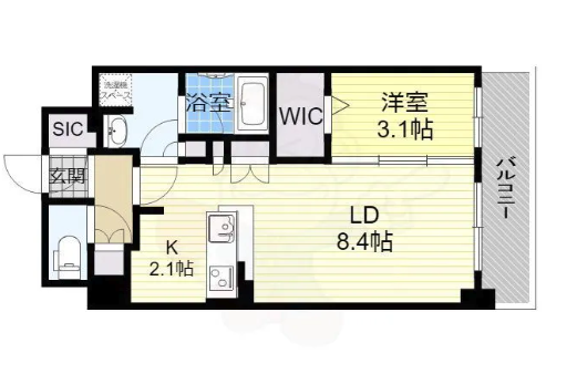 1LDKの間取り画像