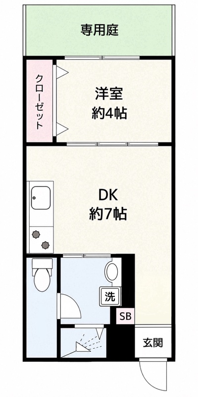 1DKの間取り画像