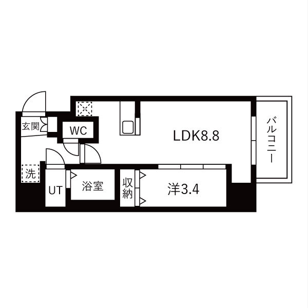 1LDKの間取り画像